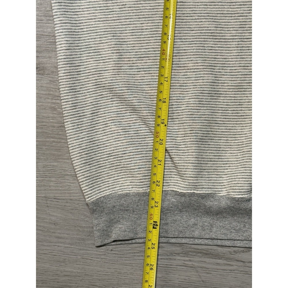 Vintage Travaux Crewneck Sweatshirt Mens Large Gray Striped "Interlake" Logo - Picture 9 of 13